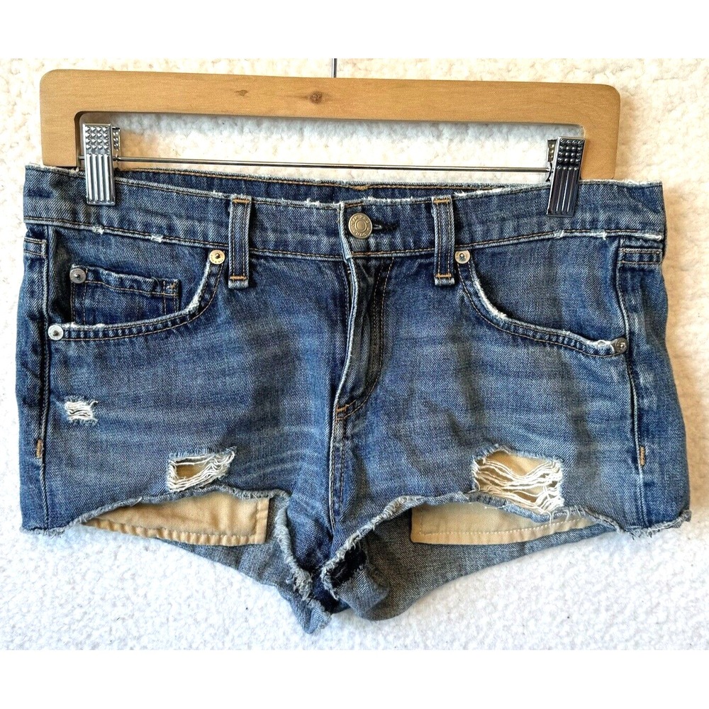 Rag & Bone Mila‎ Trestles Jean Shorts Women's Size 26 Denim Blue Distressed
